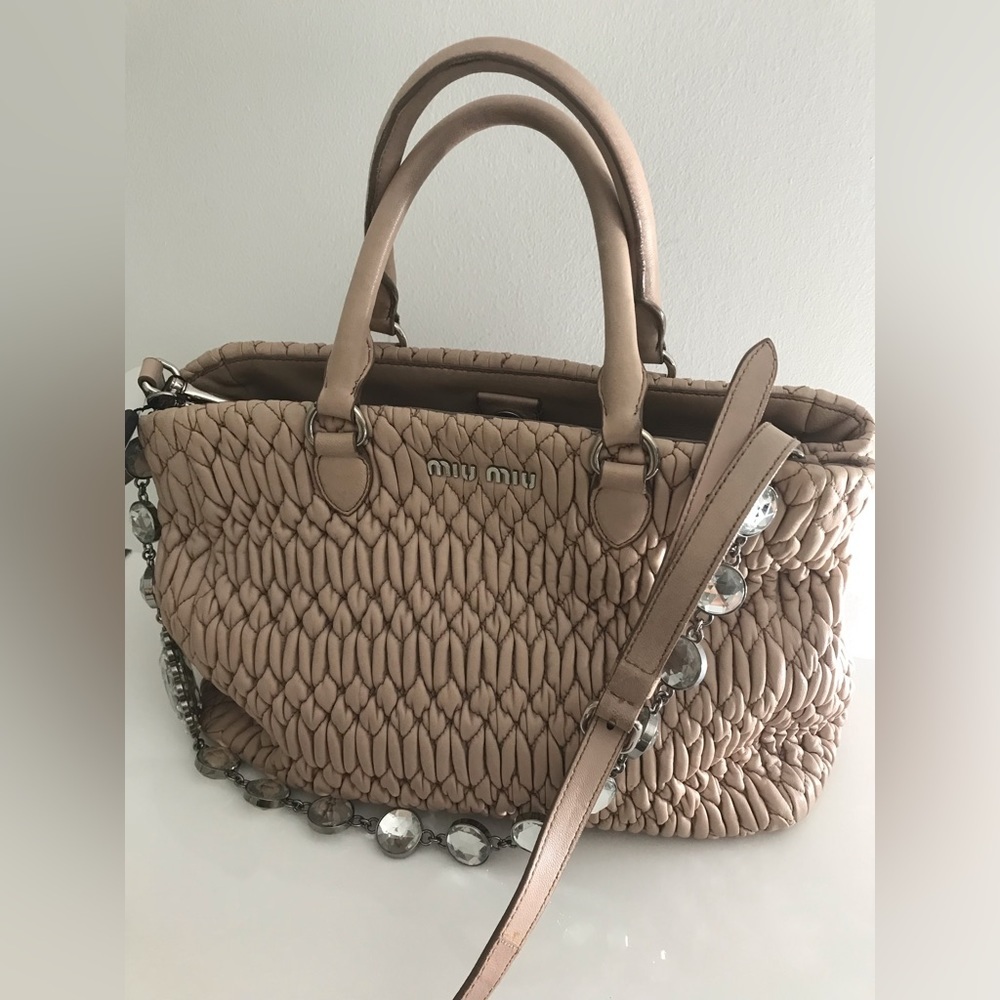 Miu Miu Nappa Crystal Tote Bag with Strap